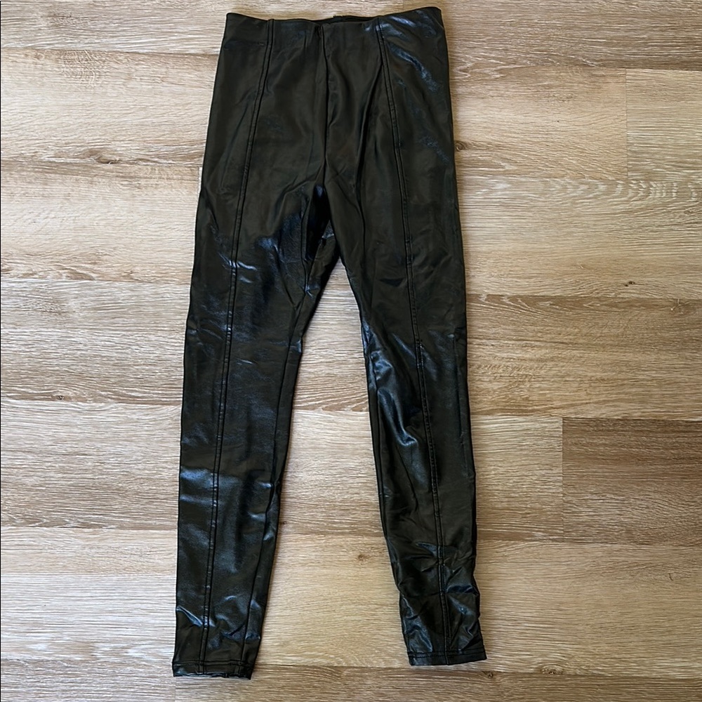 AFRM Black Straight Leg Pants with Glossy Finish